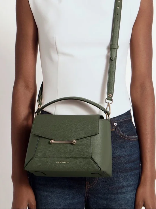 Strathberry Mosaic leather top handle bag Pine Green - Picture 2 of 15